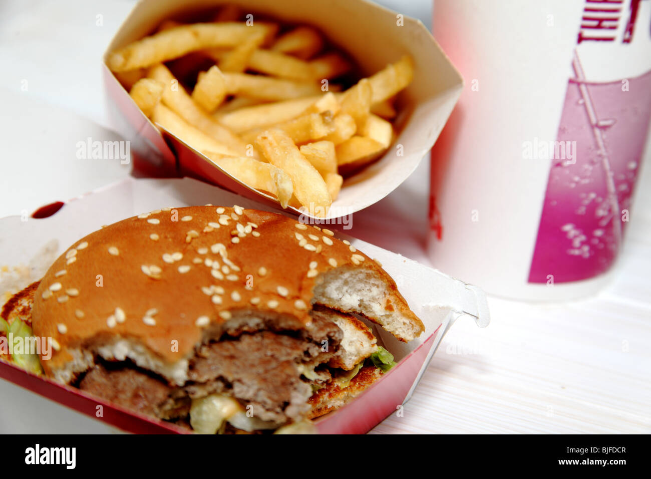 Il fast food Burger e patatine fritte Foto Stock