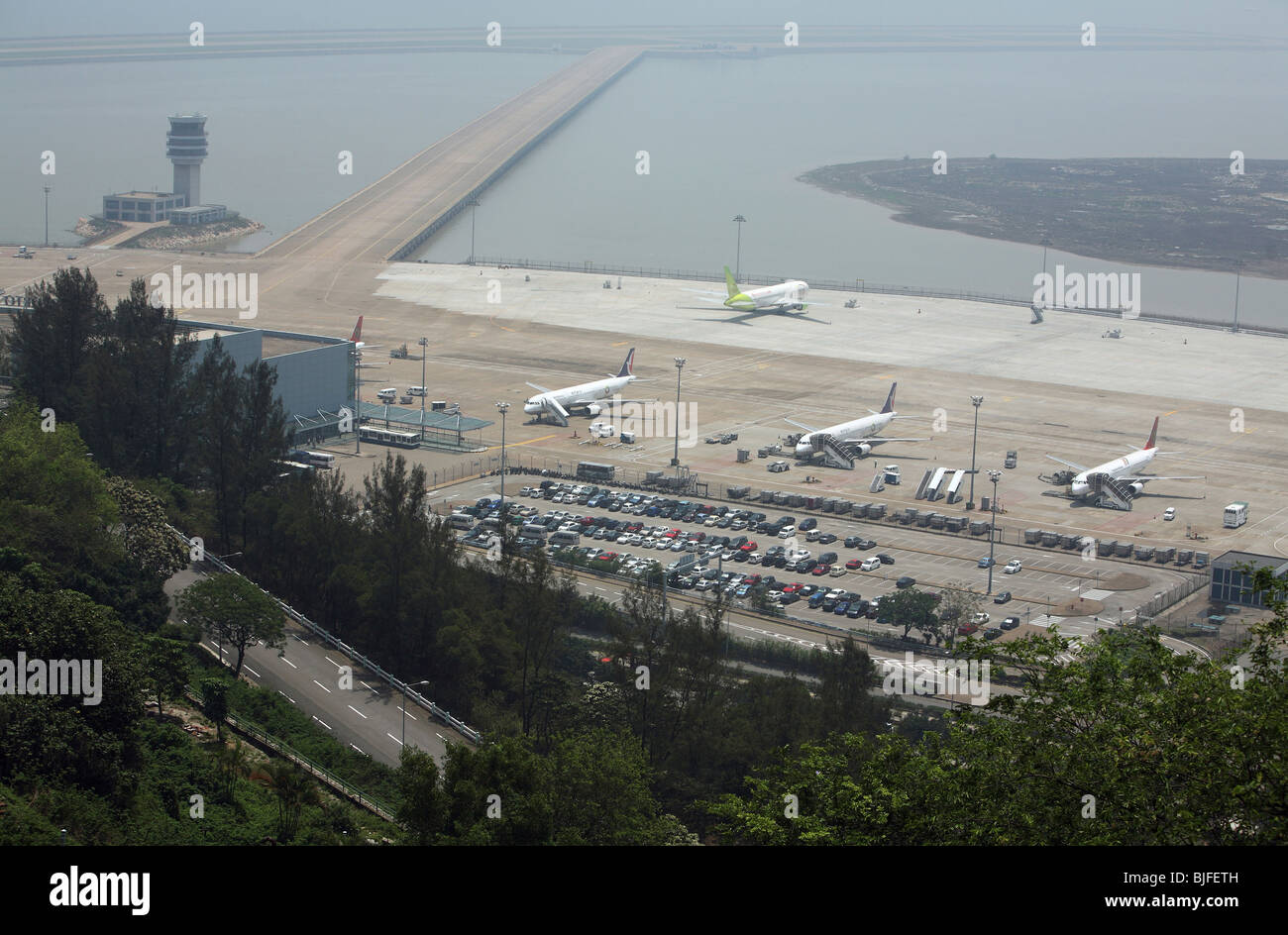 Macao Aeroporto Internazionale situato sull'Isola Taipa, Cina Foto Stock