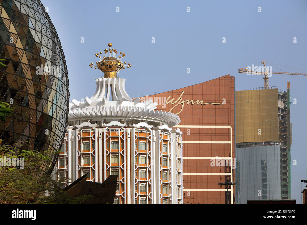 Le facciate del Grand Lisboa Lisboa e Wynn hotel Esplanade, Macao, Cina Foto Stock