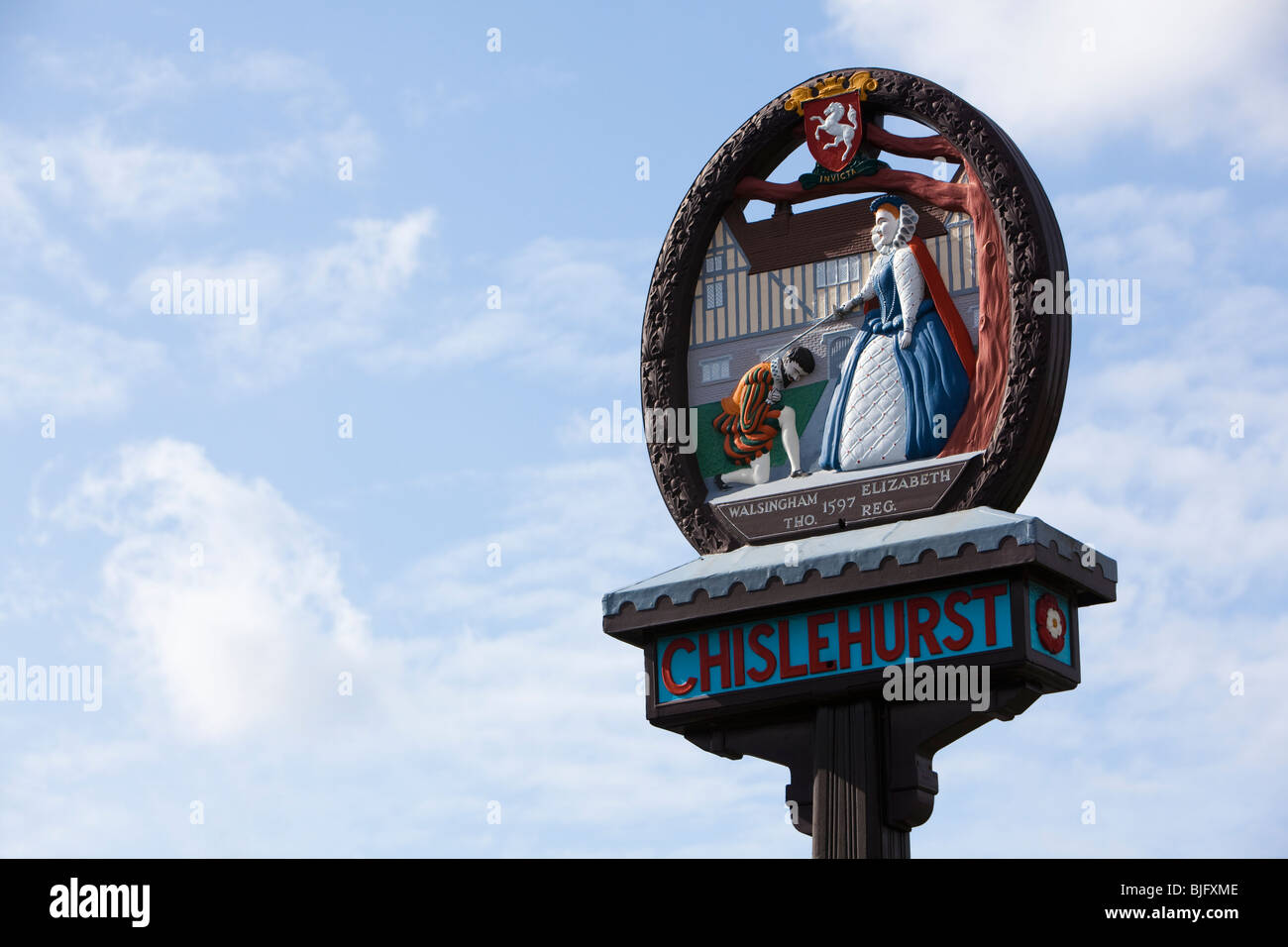 Segno di villaggio, Chislehurst, Kent, Regno Unito Foto Stock