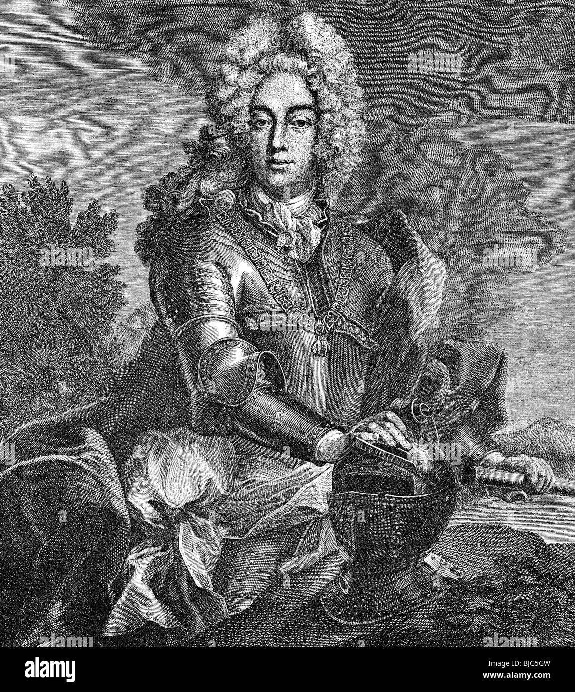 Charles VII Albert, 6.8.1697 - 20.1.1745, Sacro Romano Imperatore 24.1.1742 - 20.1.1745, incisione su rame di F. J. Spaett, circa 1735, , artista del diritto d'autore non deve essere cancellata Foto Stock