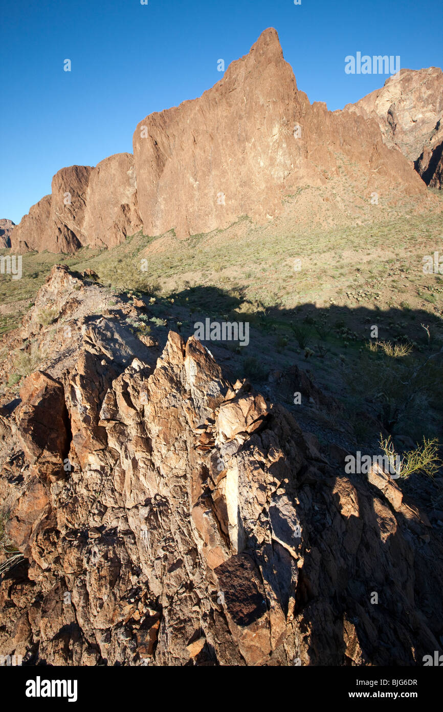 Un terreno accidentato delle montagne KOFA, Kofa Wildlife Refuge, Arizona Foto Stock