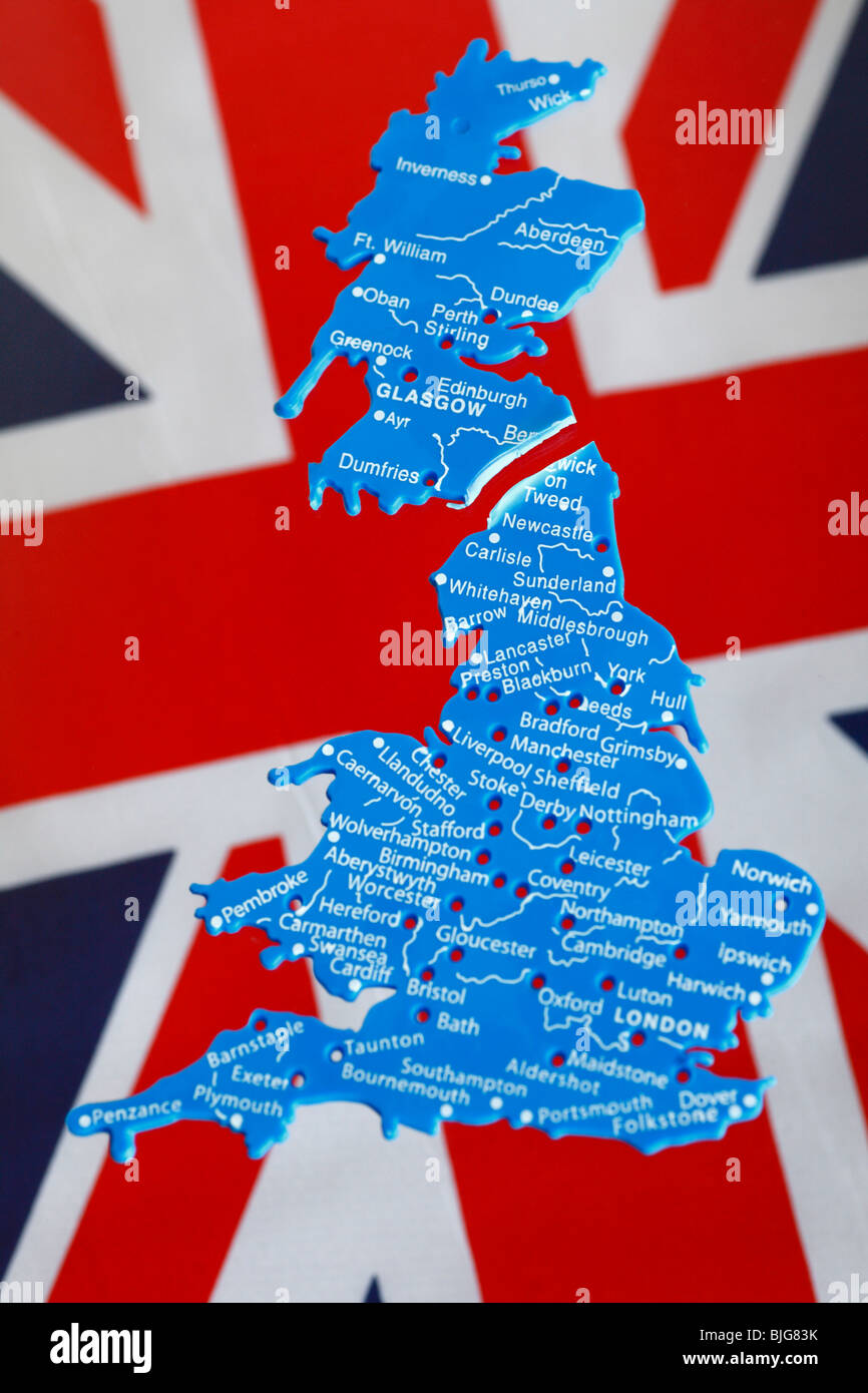 Stencil di plastica del Regno Unito con la Scozia interrotta. Foto Stock