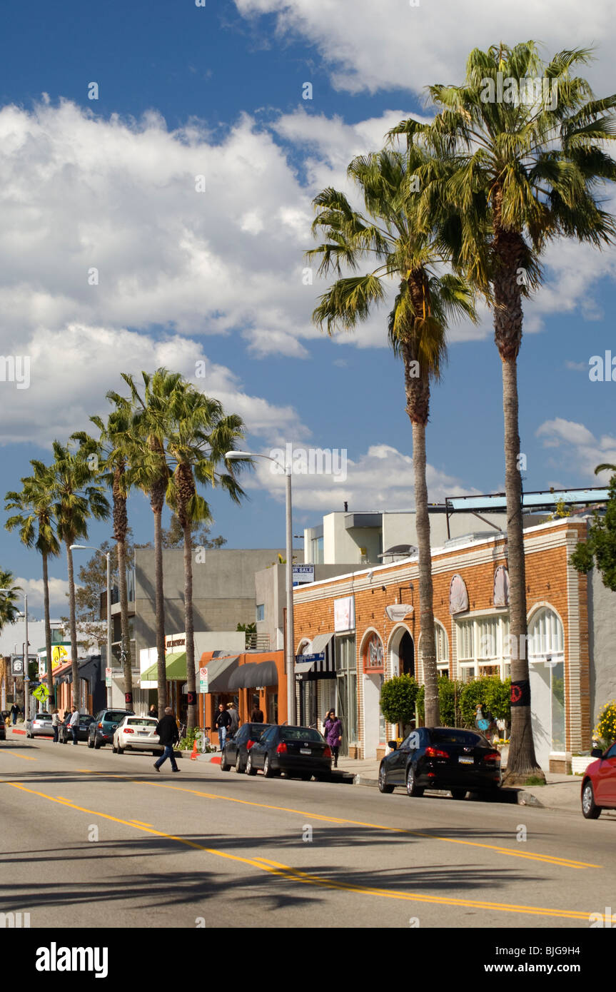 Abbot Kinney Blvd. È un quartiere alla moda per lo shopping a Venice, California. Foto Stock