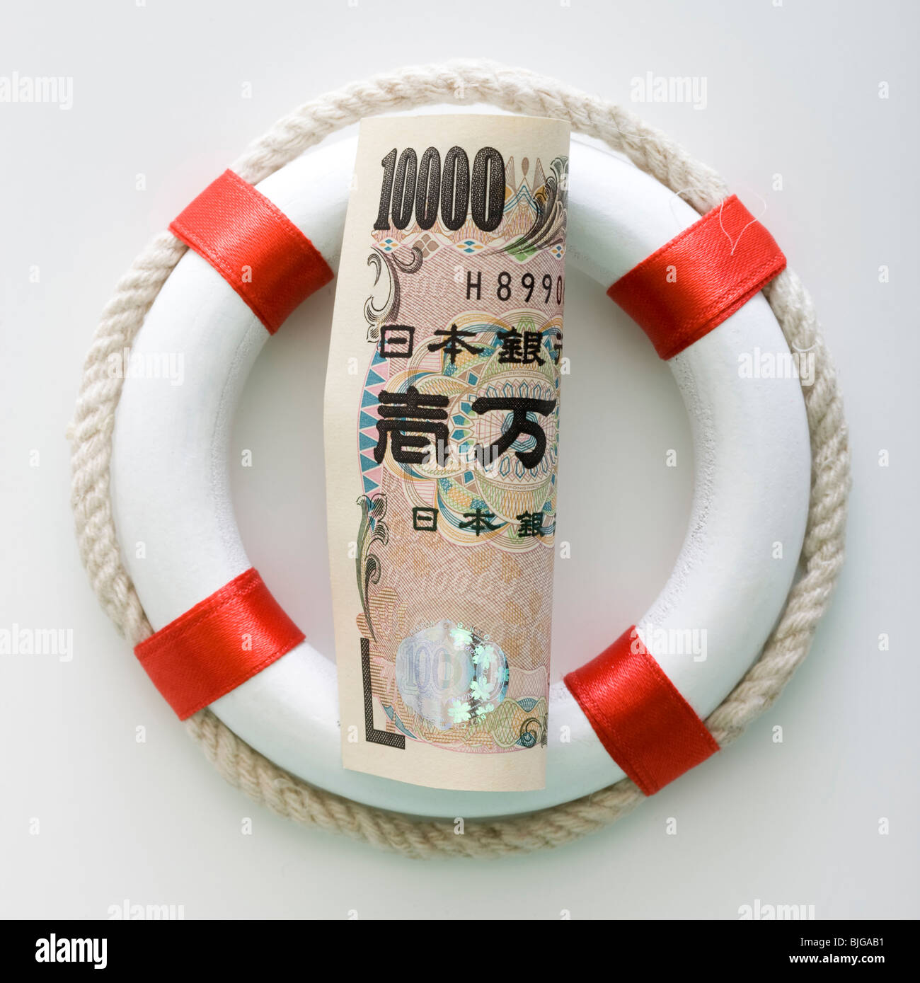 Yen giapponese in un salvagente Foto Stock