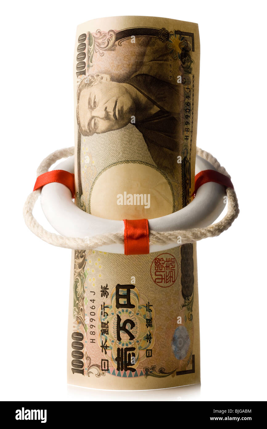 Yen giapponese in un salvagente Foto Stock