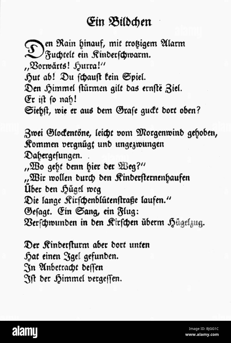 Spitteler, Carl, 24.4.1845 - 29.12.1924, autore/scrittore svizzero, opere, poema 'Ein Bildchen', di 'Glockenlieder', edizione 1915, Jena, Germania, Foto Stock