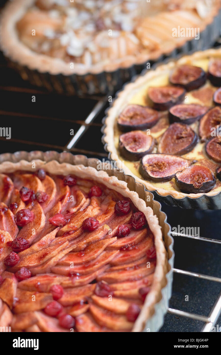 Tre diverse crostate di frutta - Foto Stock
