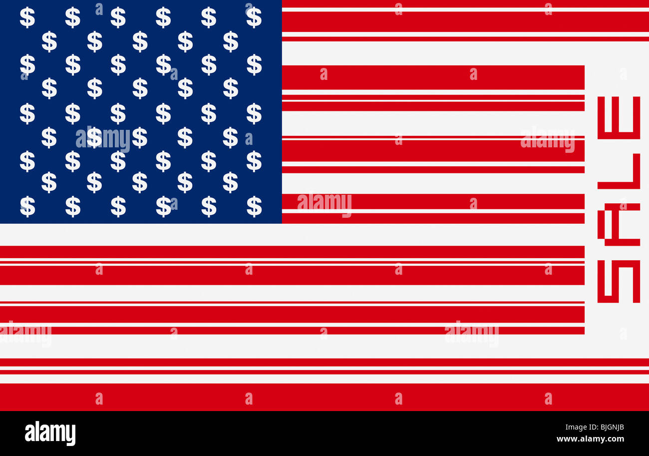 Il codice a barre della bandiera americana Foto Stock