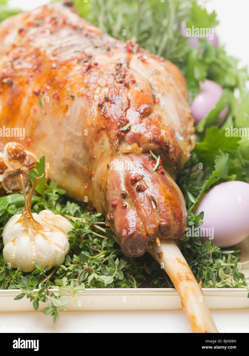 Cosciotto di agnello arrosto per Pasqua - Foto Stock