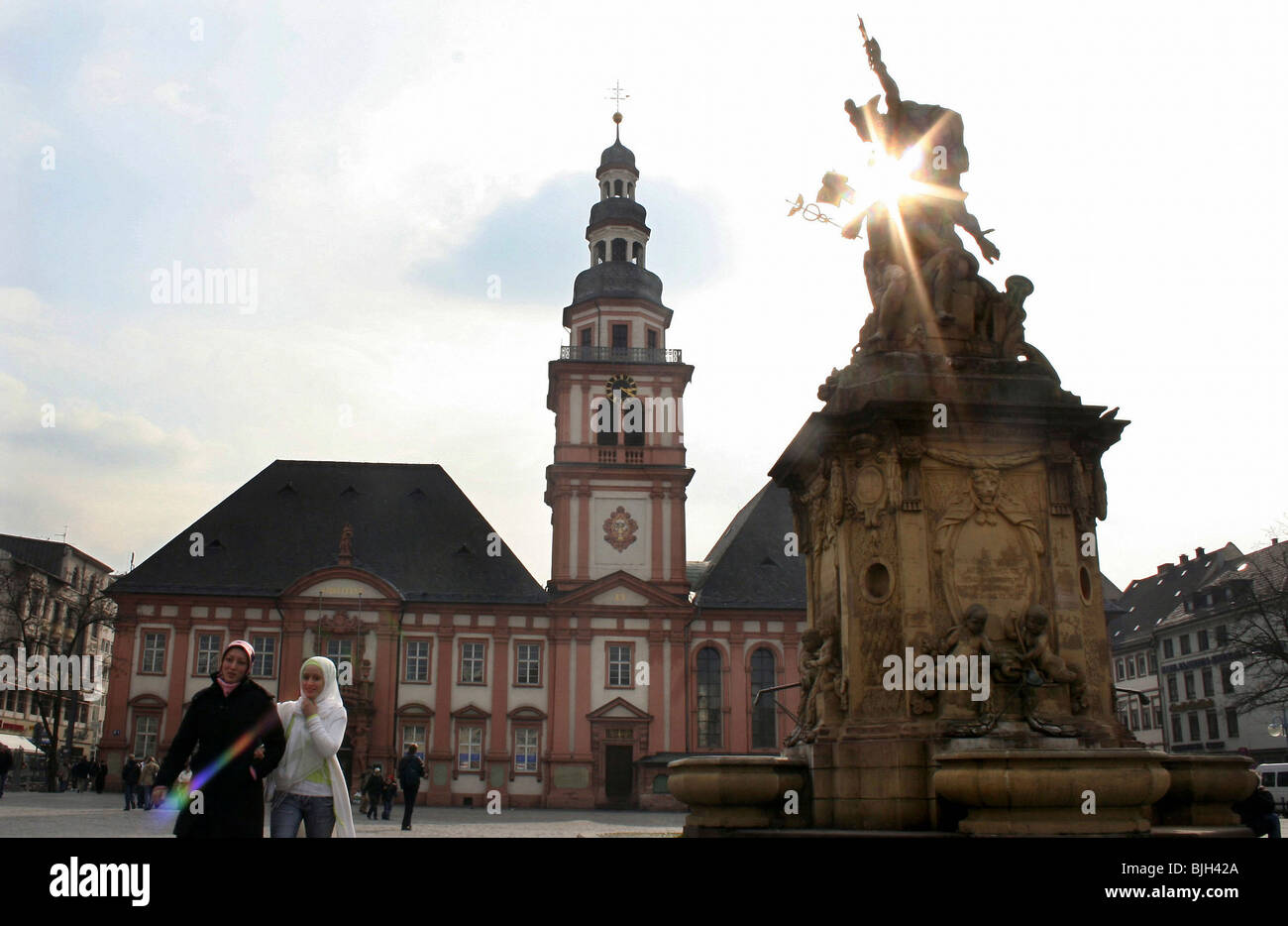 Il vecchio municipio sulla piazza principale, Mannheim, Germania Foto Stock