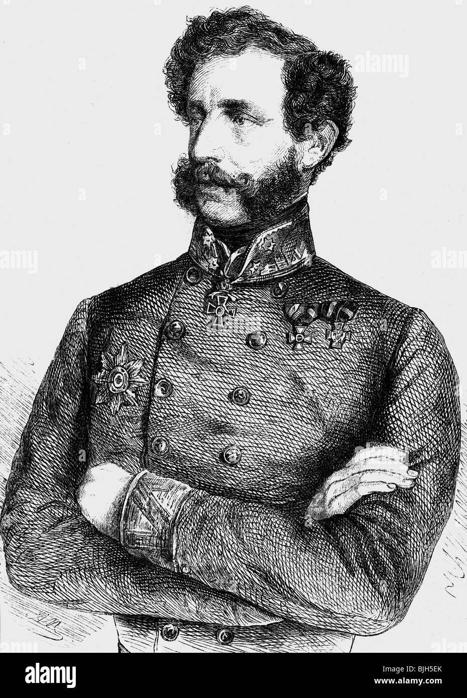 Clam-Gallas, Eduard count, 15.3.1805 - 17.3.1891, Austrian General, Half length, wood incising, 'Die Glocke', 1860, , Foto Stock