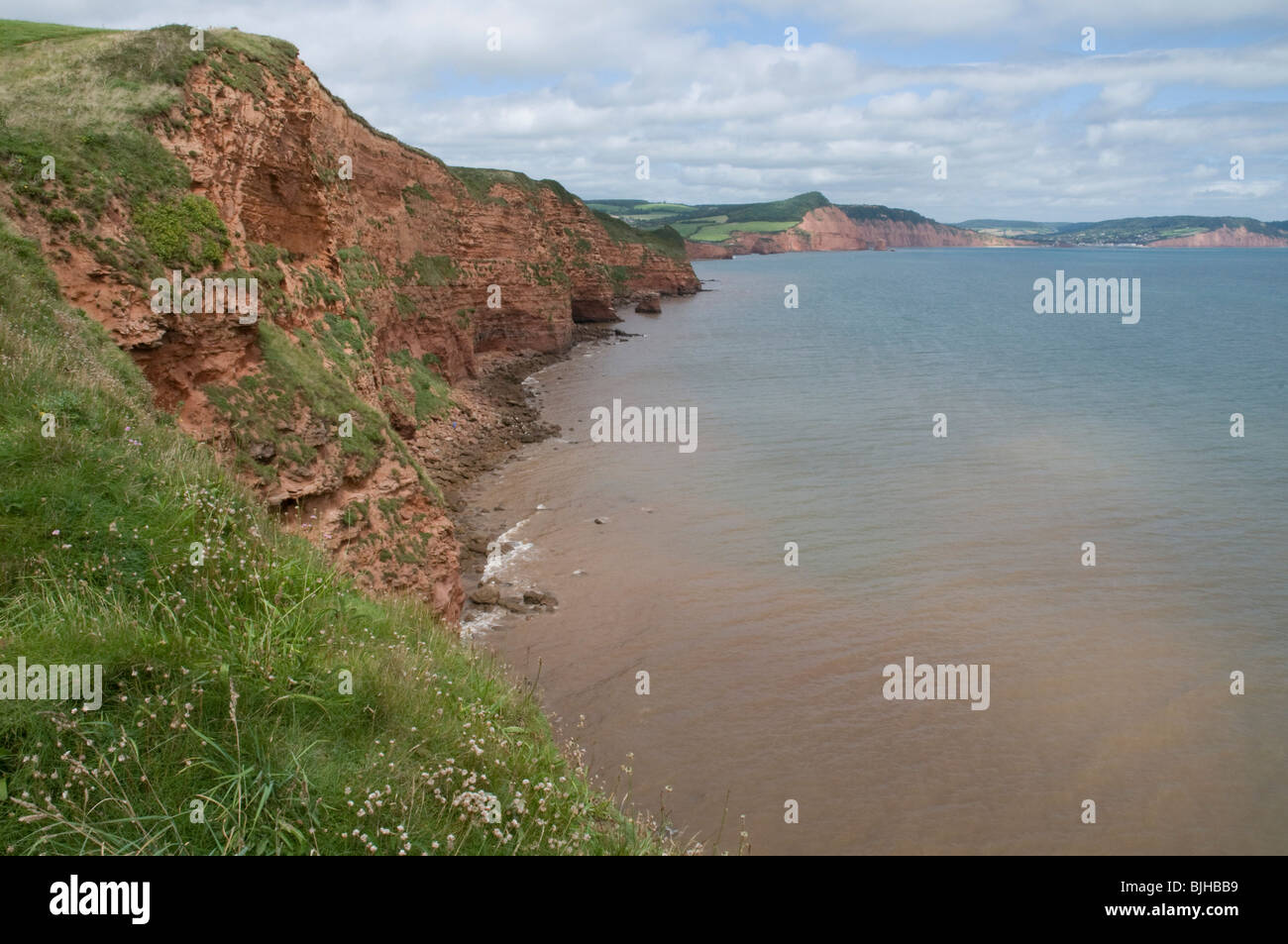 Impressionante South Devon costa al brandy di testa, a est di Budleigh Salterton Foto Stock