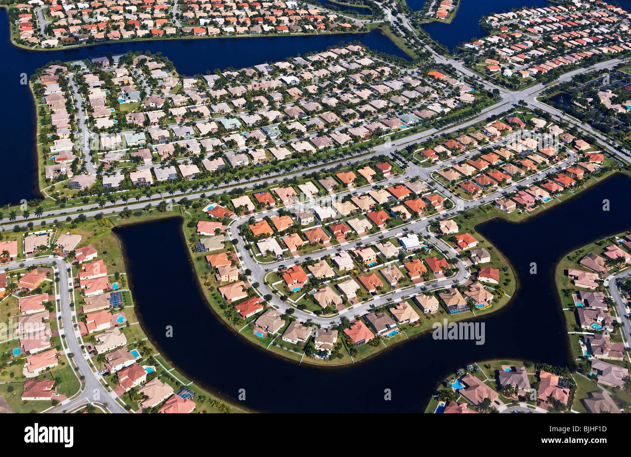 Vista aerea del quartiere in Florida Foto Stock