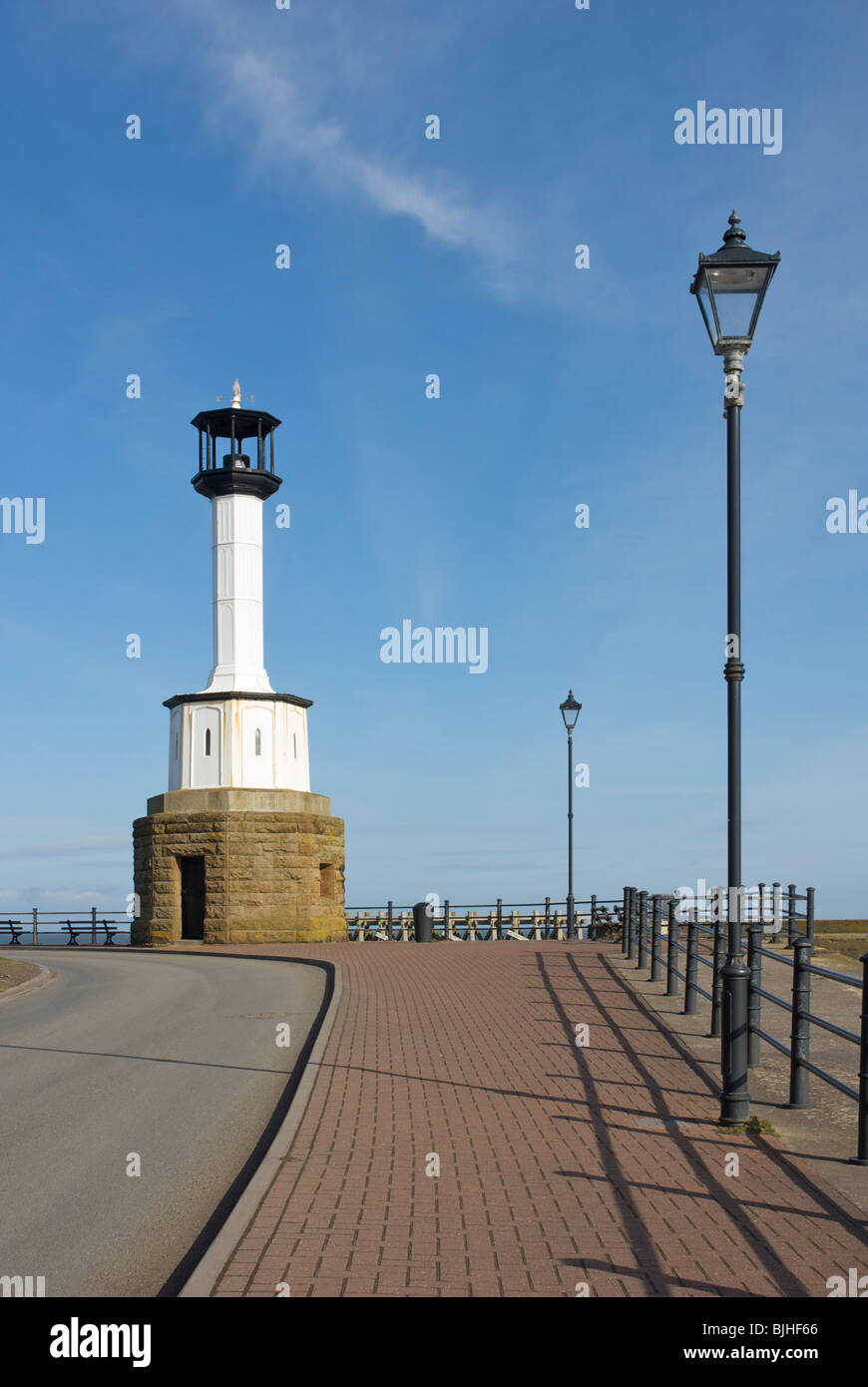 Faro sulla banchina a Maryport, West Cumbria, England Regno Unito Foto Stock