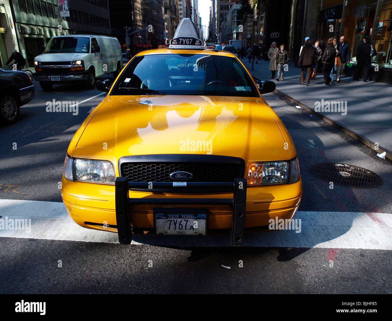 Giallo Taxi Madison Avenue New York Travel Foto Stock