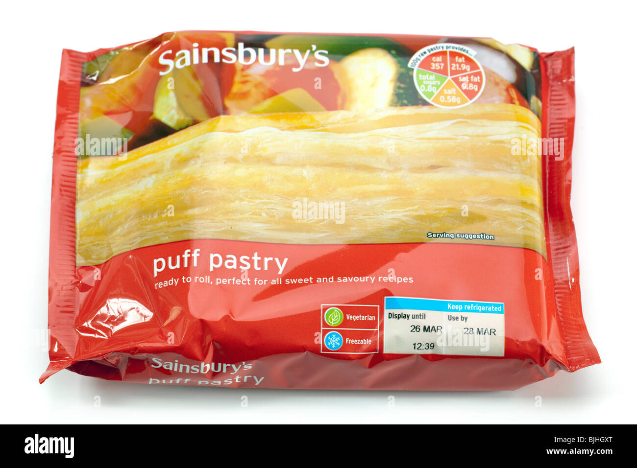 Pacchetto di Sainsbury's pronto a rotolo di pasta sfoglia Foto Stock