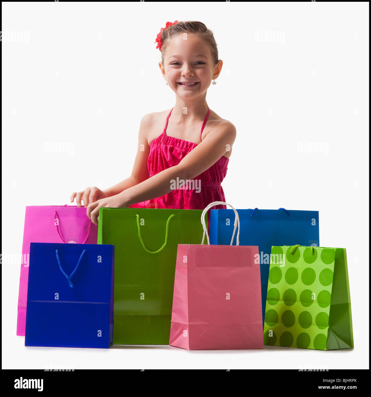 Ragazza con borse per lo shopping Foto Stock
