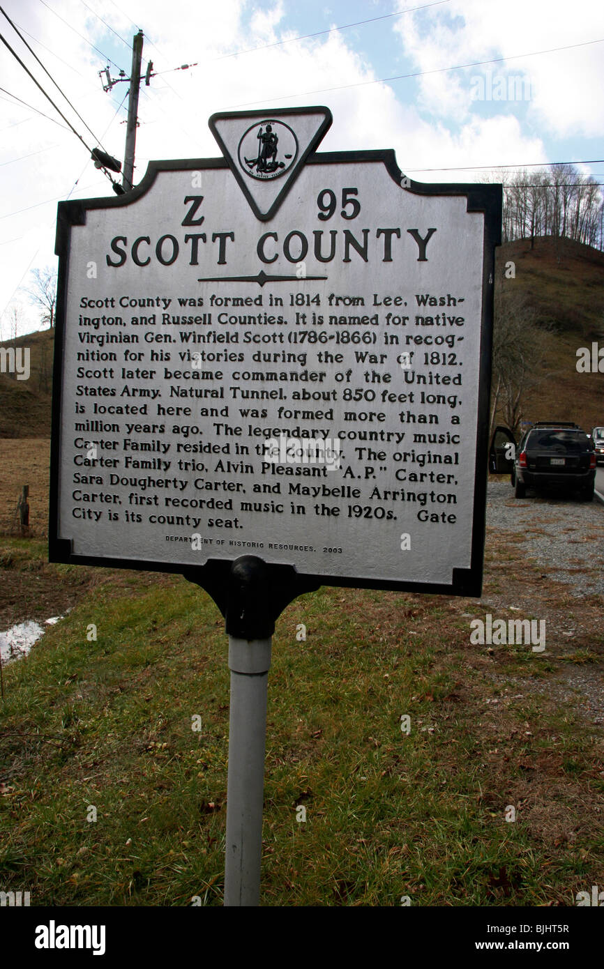 Scott CountyScott County è stata costituita nel 1814 da Lee, Washington e Russell contee. È chiamato così per i nativi Virginian gen. Foto Stock