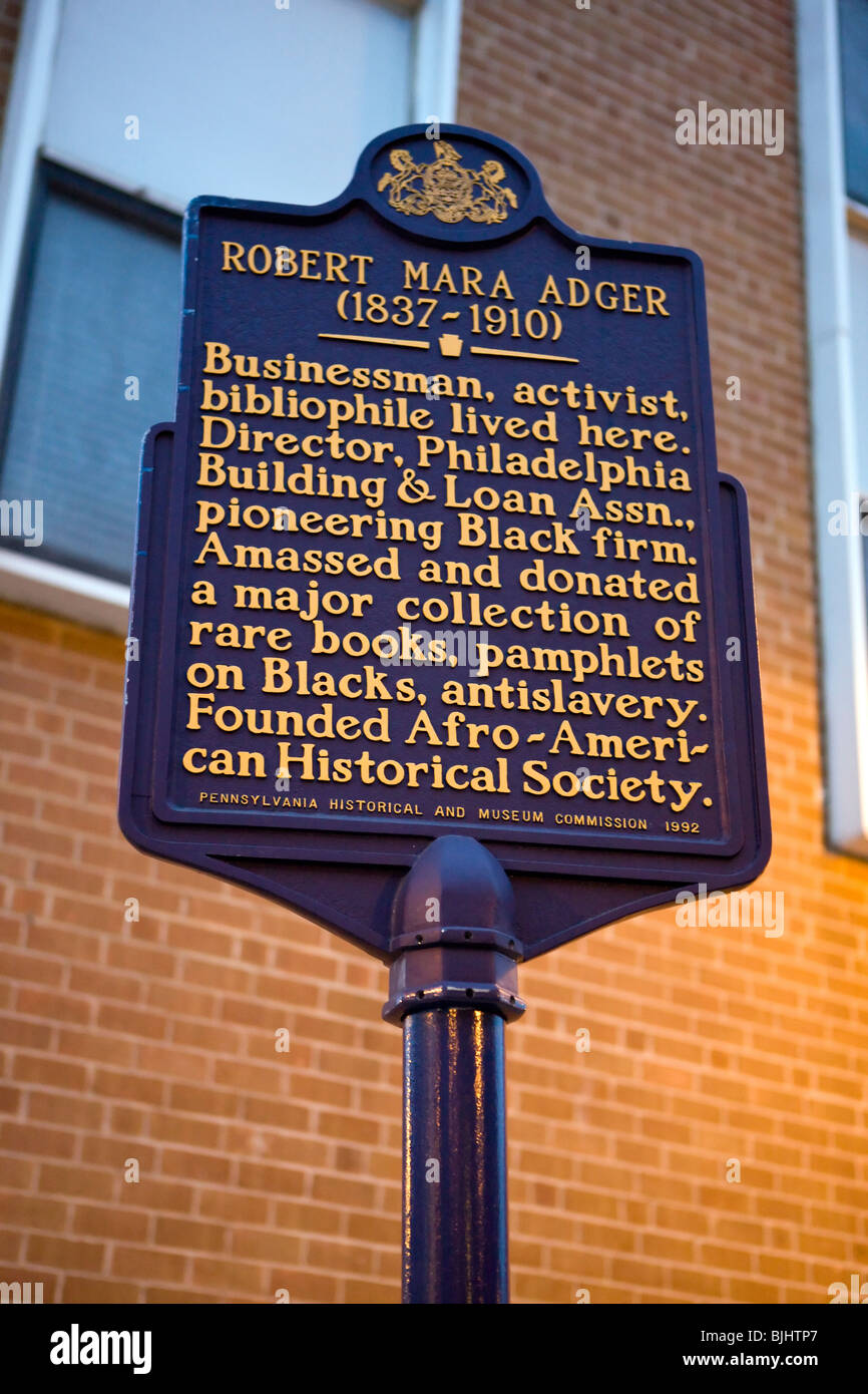 Robert Mara Adger (1837-1910) imprenditore, attivista, bibliophile ha vissuto qui. Direttore, Philadelphia Building & Prestito Assn Foto Stock