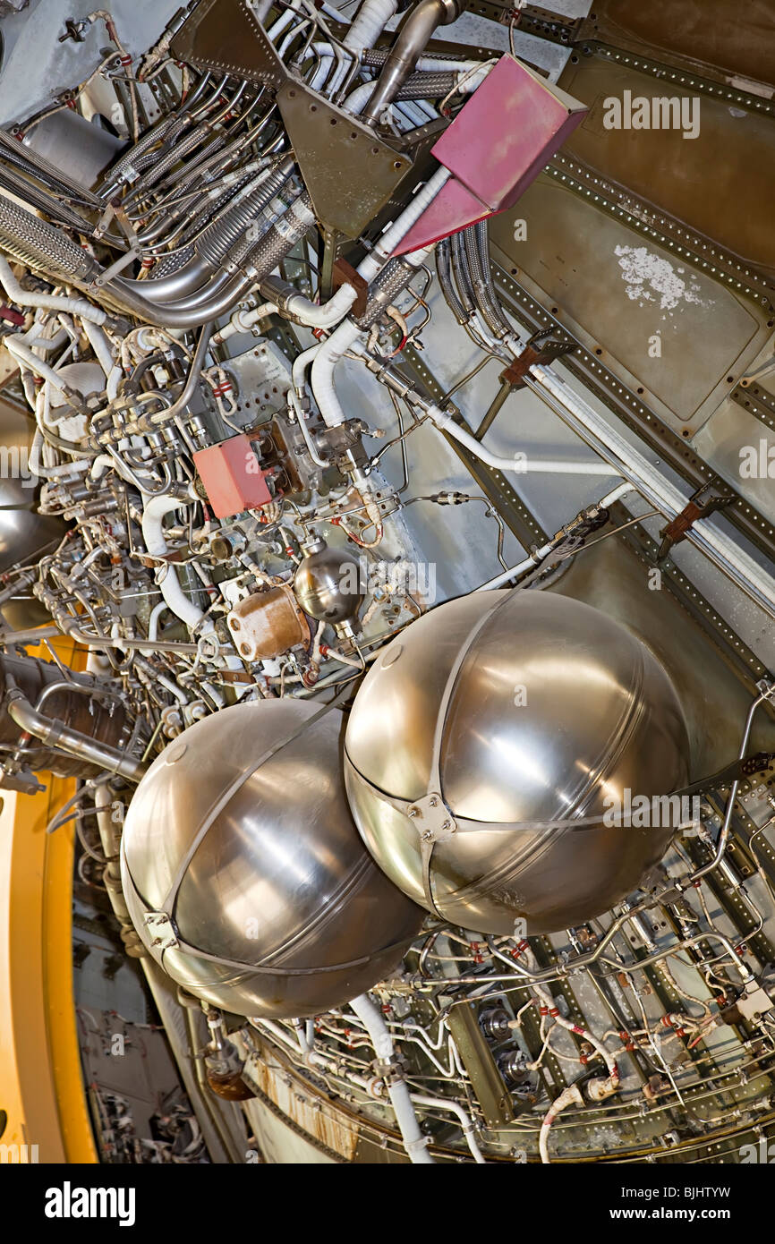 Dettaglio della F1 motore a razzo Saturn NASA Space Center Houston Texas USA Foto Stock