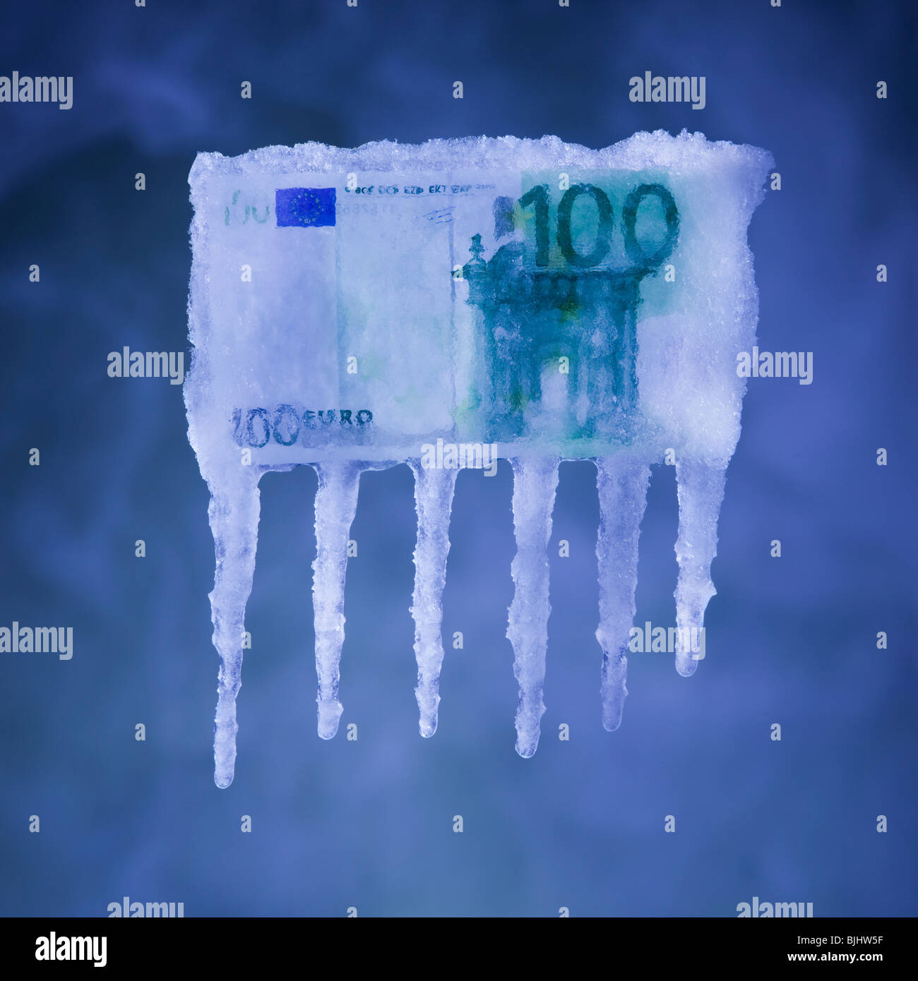 Denaro ricoperto di ghiaccio Foto Stock