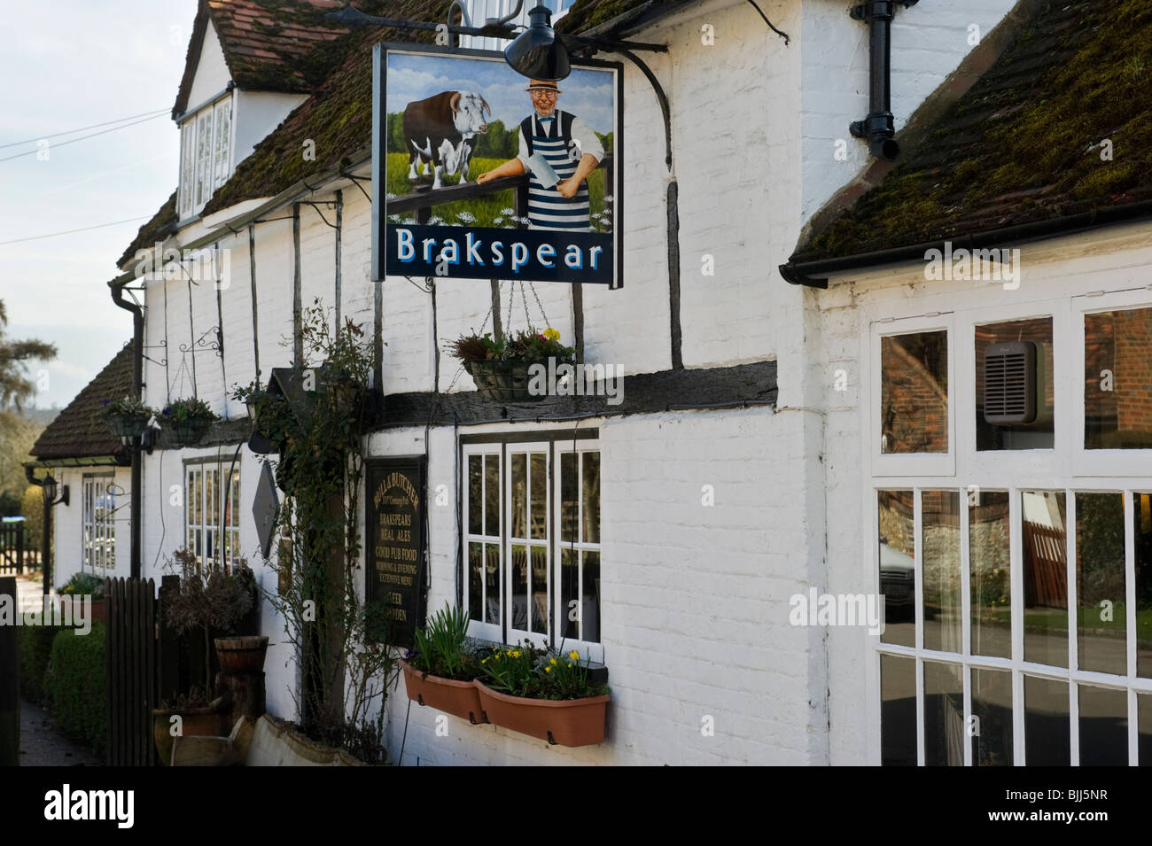 Bull e Butcher pub ristorante villaggio Turville Buckinghamshire REGNO UNITO Foto Stock