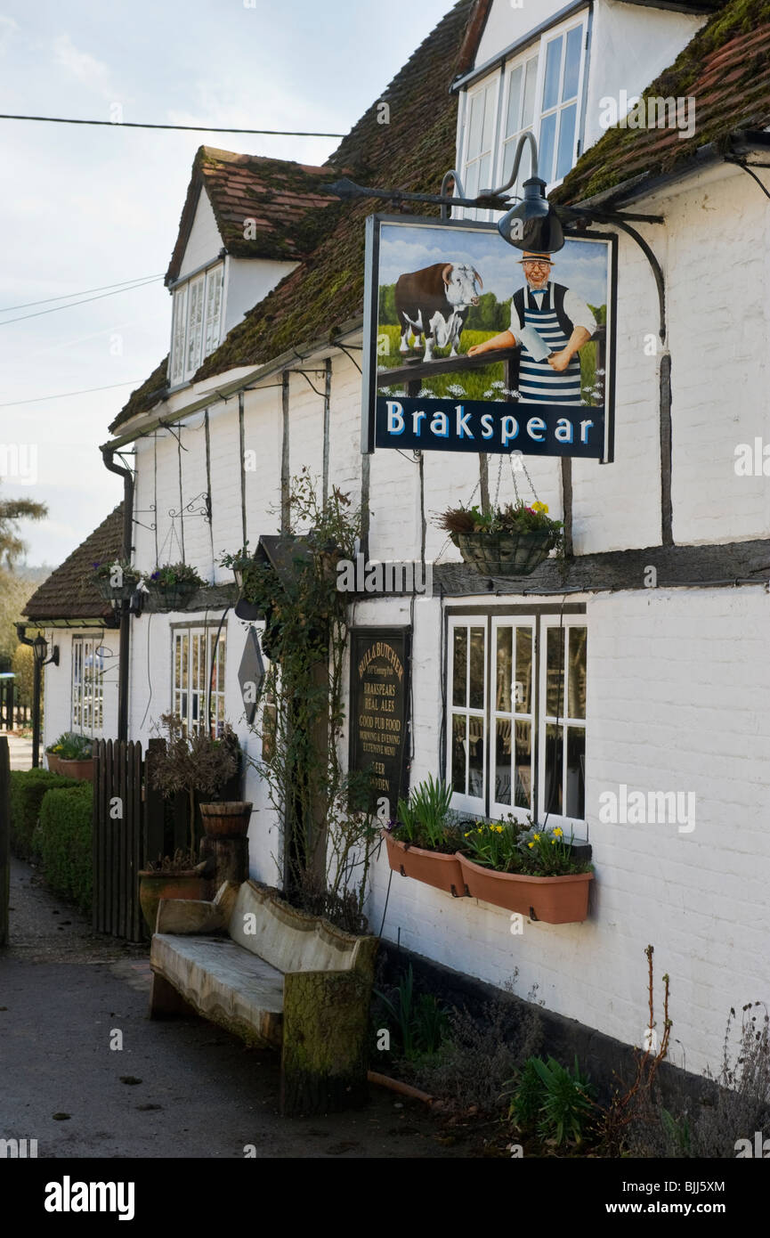 Bull e Butcher pub ristorante villaggio Turville Buckinghamshire REGNO UNITO Foto Stock