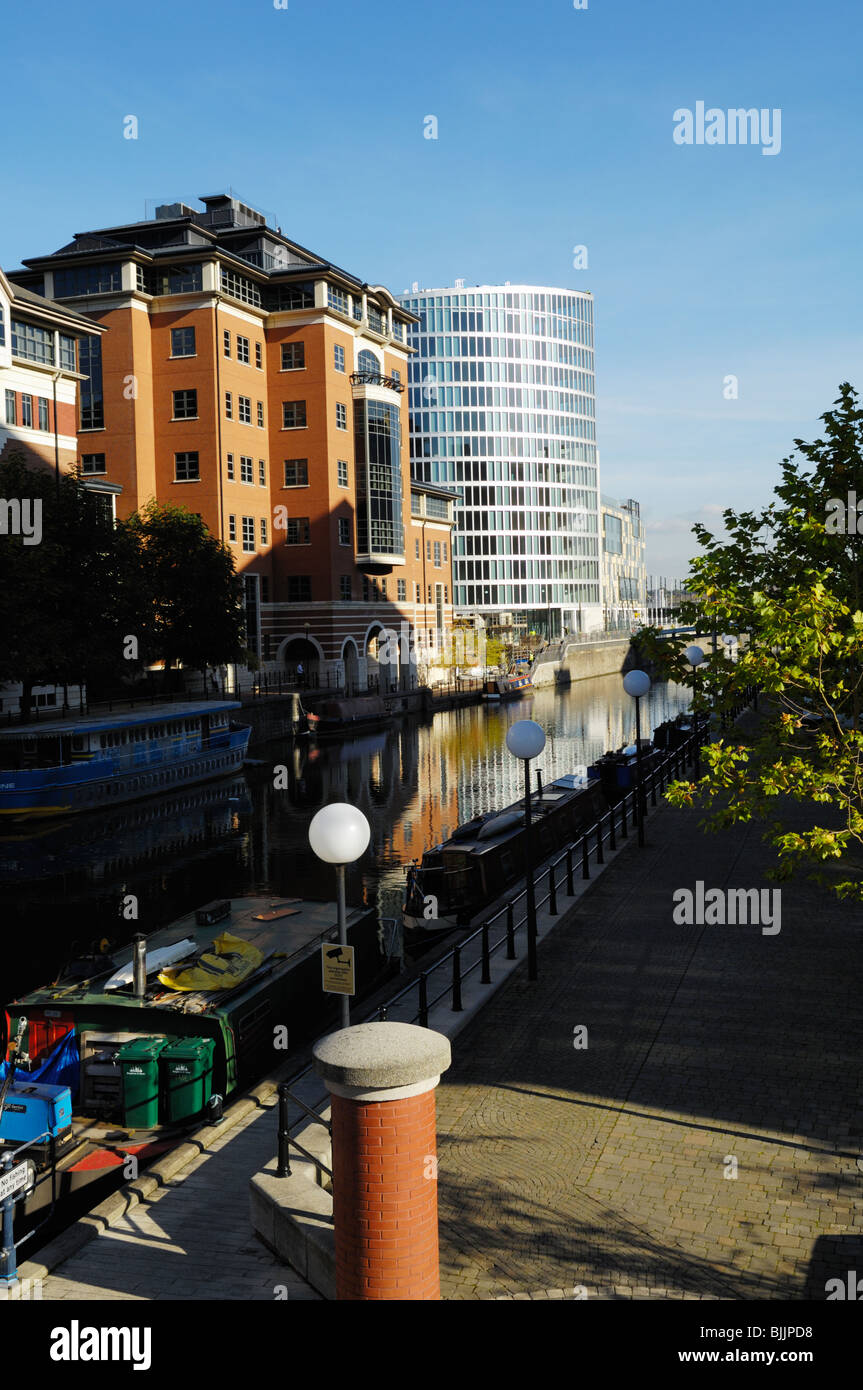 Il porto galleggiante visto da Temple Bridge verso Trinity Quay, Bristol, Inghilterra. Foto Stock