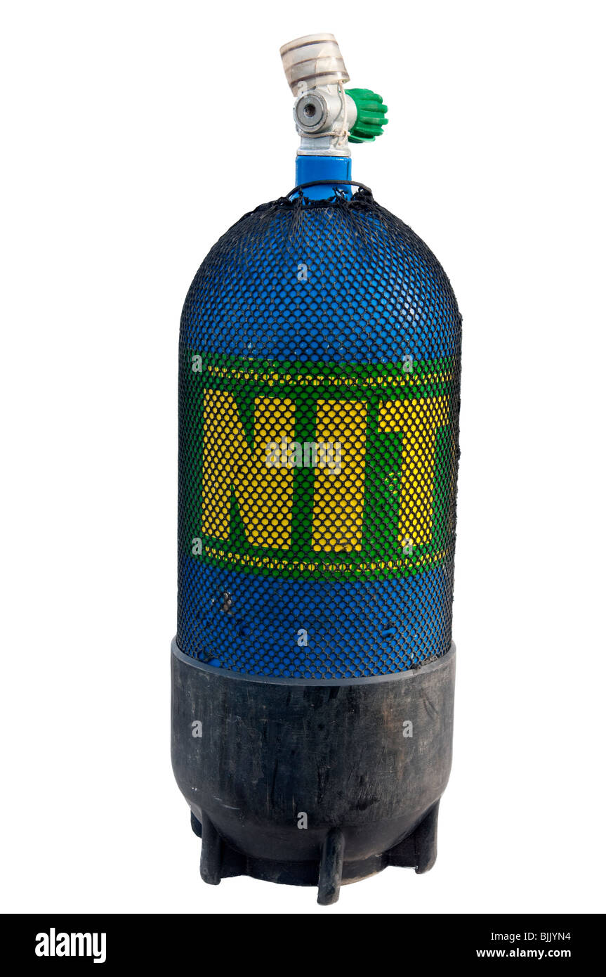 Immersioni nitrox serbatoio isolato su bianco Foto Stock