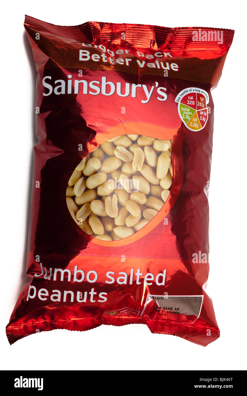 Borsa di Sainsbury's jumbo di arachidi salate Foto Stock