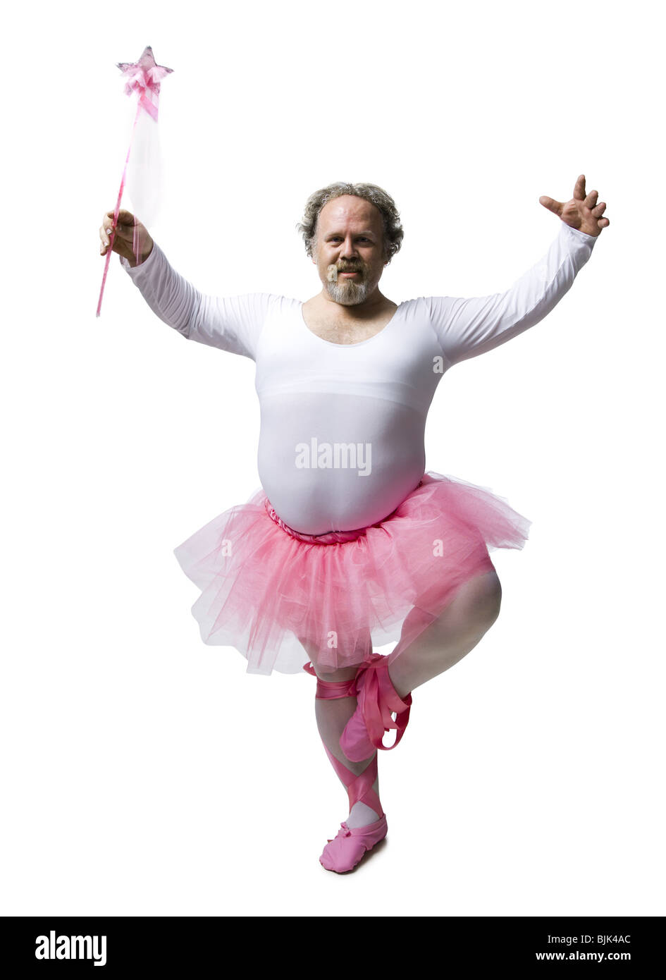 Uomo obesi in tutù danza e sorridente Foto stock - Alamy