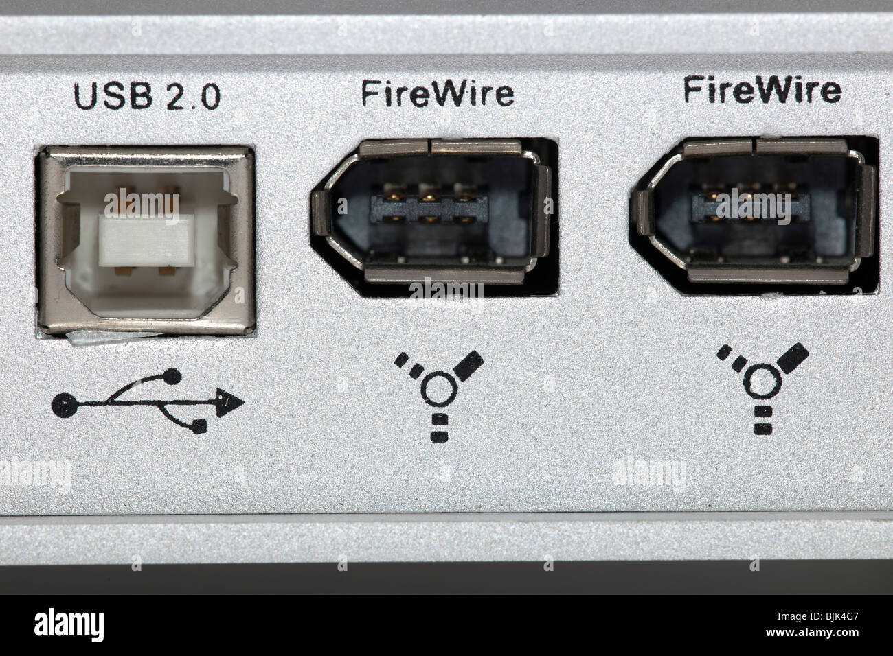 Usb 2.0 e due porte Firewire Foto Stock