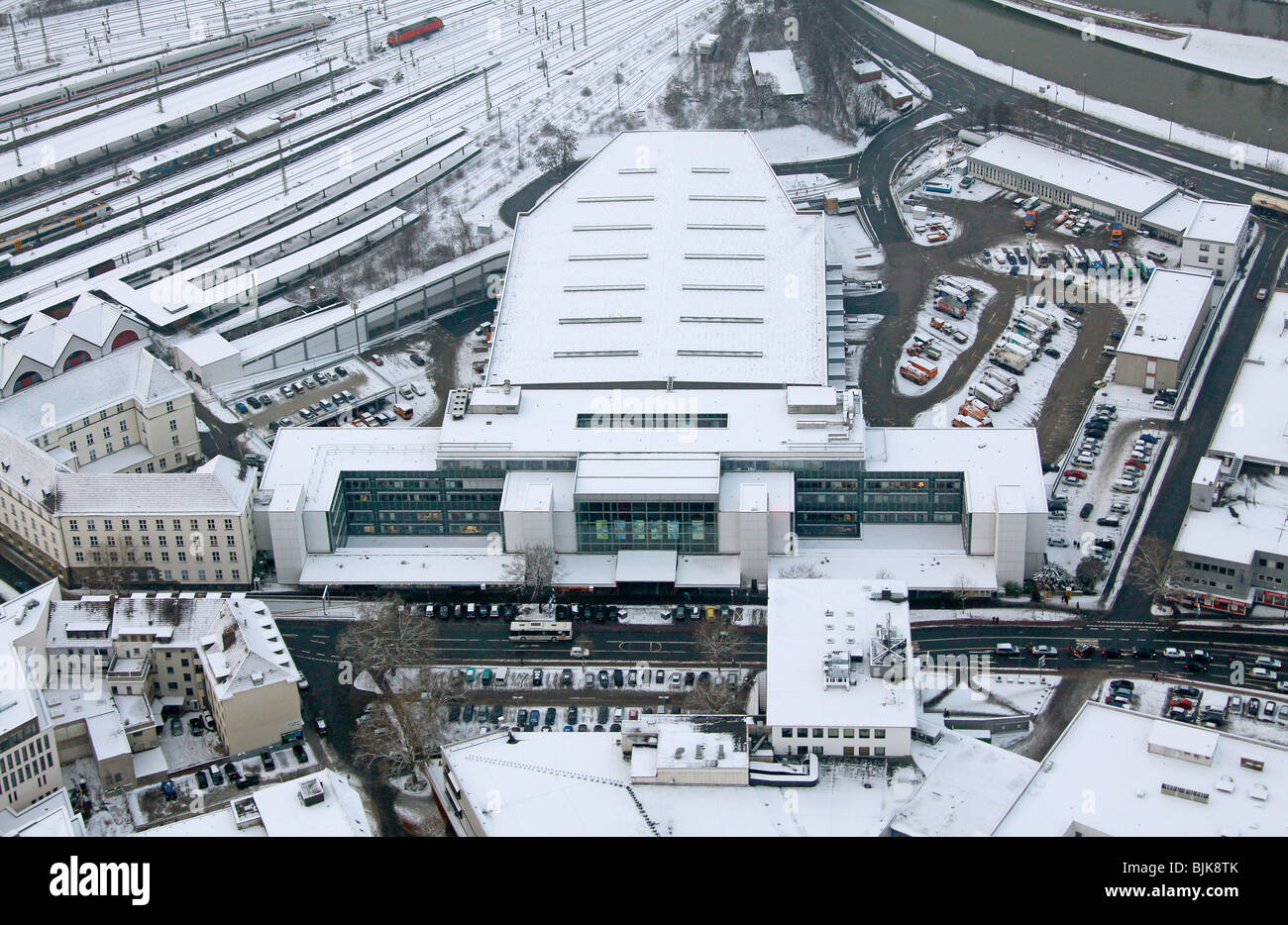 Foto aerea, tecniche Municipio nella neve, Hamm, la zona della Ruhr, Renania settentrionale-Vestfalia, Germania, Europa Foto Stock