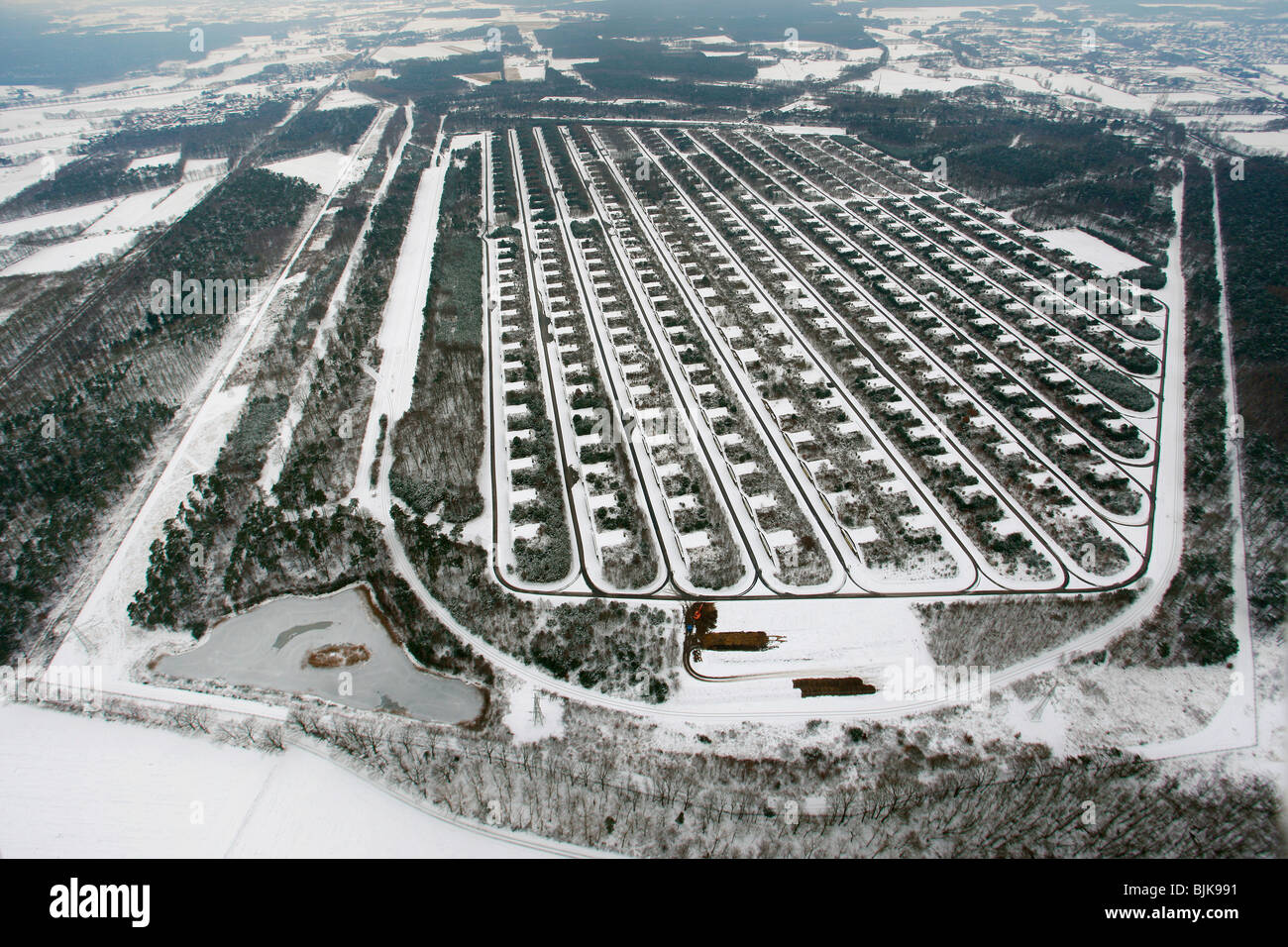 Vista aerea, neve MUNA deposito di munizioni Wulfen, wengé, Dorsten, Ruhrgebiet area, Renania settentrionale-Vestfalia, Germania, Europa Foto Stock