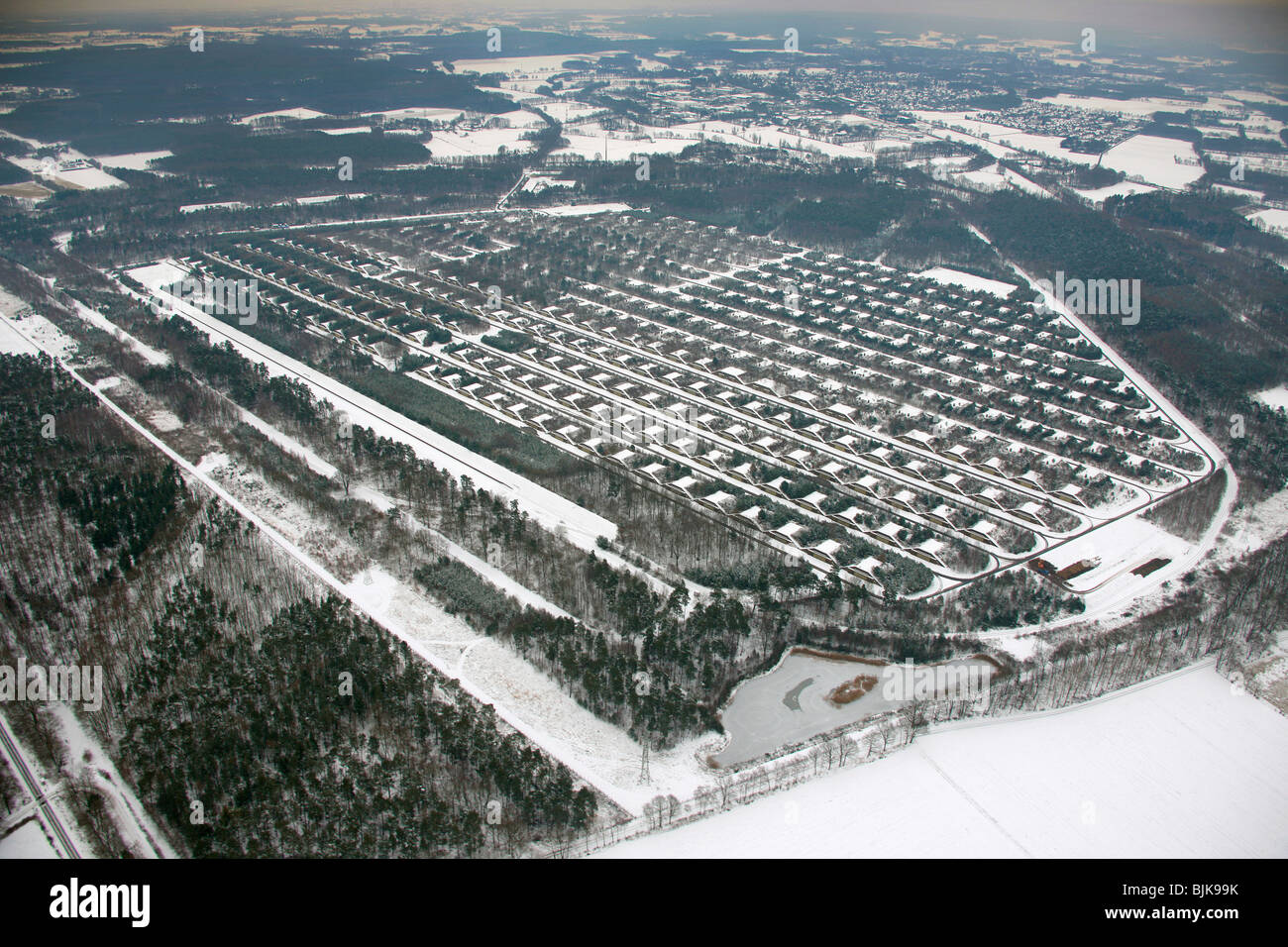 Vista aerea, neve MUNA deposito di munizioni Wulfen, wengé, Dorsten, Ruhrgebiet area, Renania settentrionale-Vestfalia, Germania, Europa Foto Stock