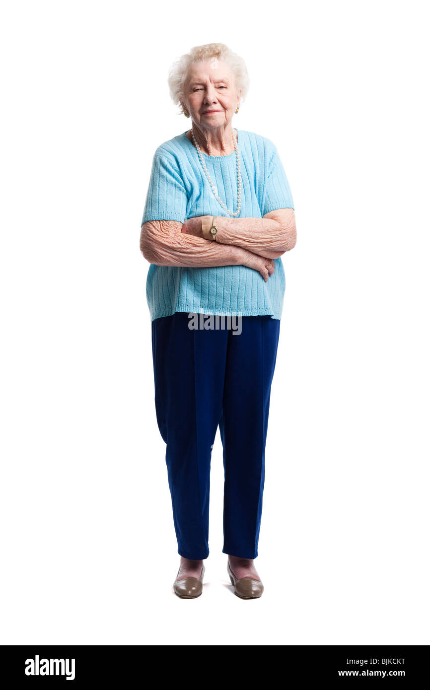 Donna anziana con collana di perle Foto Stock