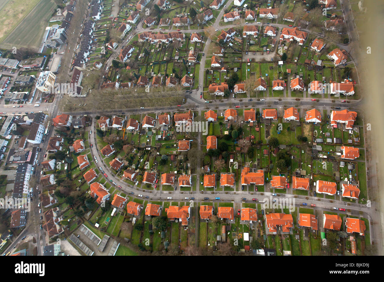 Foto aerea, Teutoburgia Colliery Village, Herne, la zona della Ruhr, Renania settentrionale-Vestfalia, Germania, Europa Foto Stock
