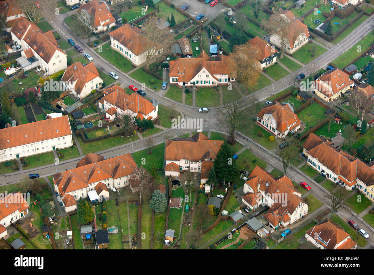 Foto aerea, Teutoburgia Colliery Village, Herne, la zona della Ruhr, Renania settentrionale-Vestfalia, Germania, Europa Foto Stock