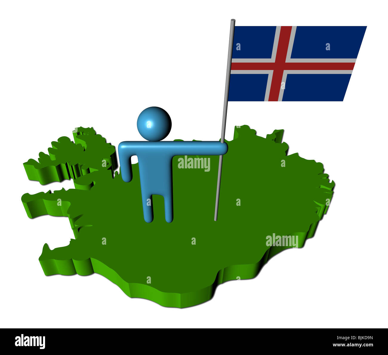 Persona astratta con bandiera islandese sulla mappa immagine Foto Stock