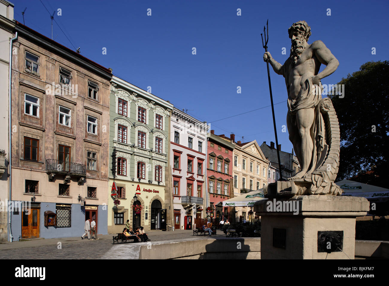 Lviv,Lvov,mercato () Rynok square,case mercantili,15th del XIX secolo,l'Ucraina occidentale Foto Stock