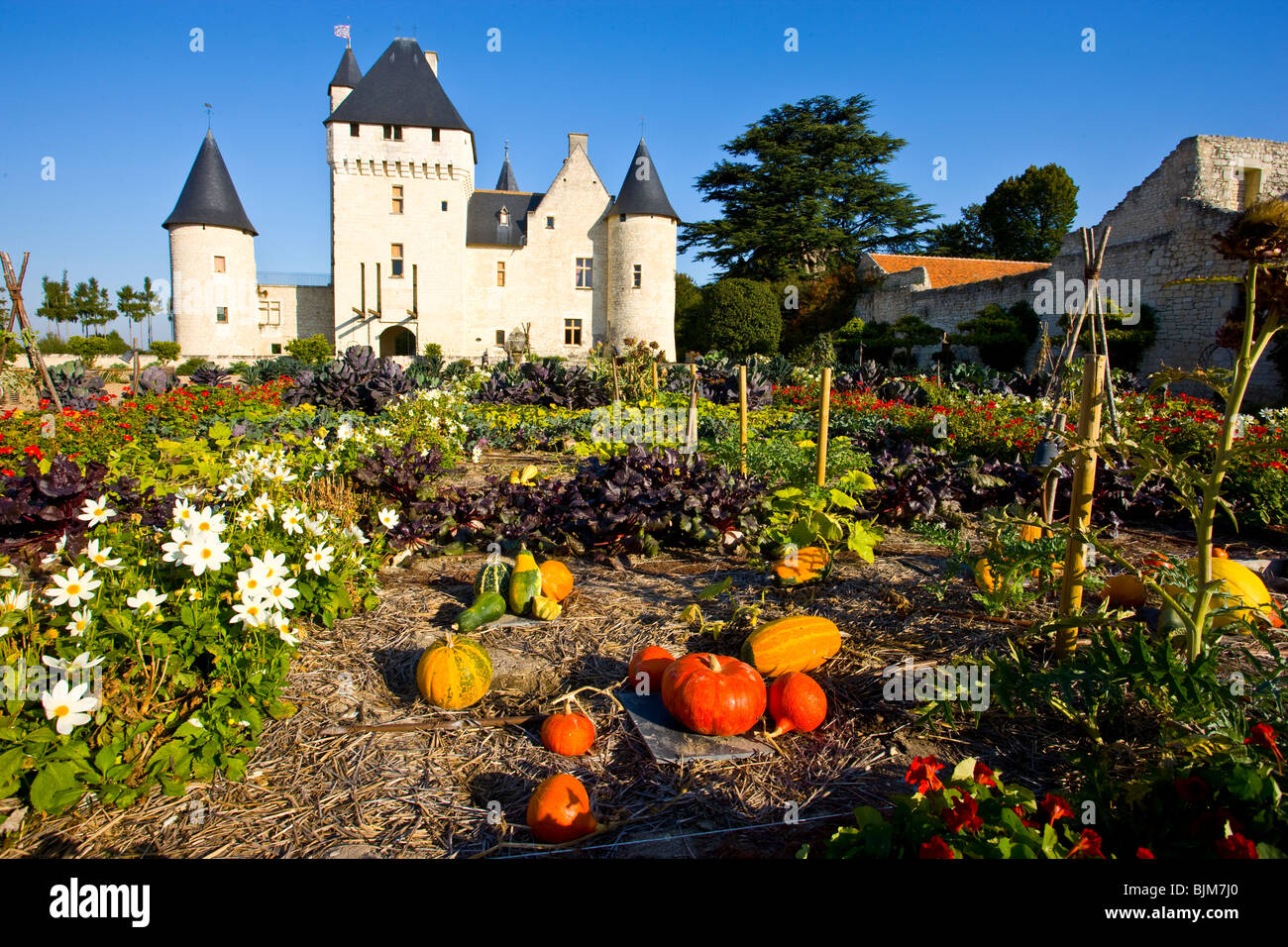 Il castello di Rivau e giardini, Valle della Loira, in Francia, nonché patrimonio dell'UNESCO, XV secolo Foto Stock