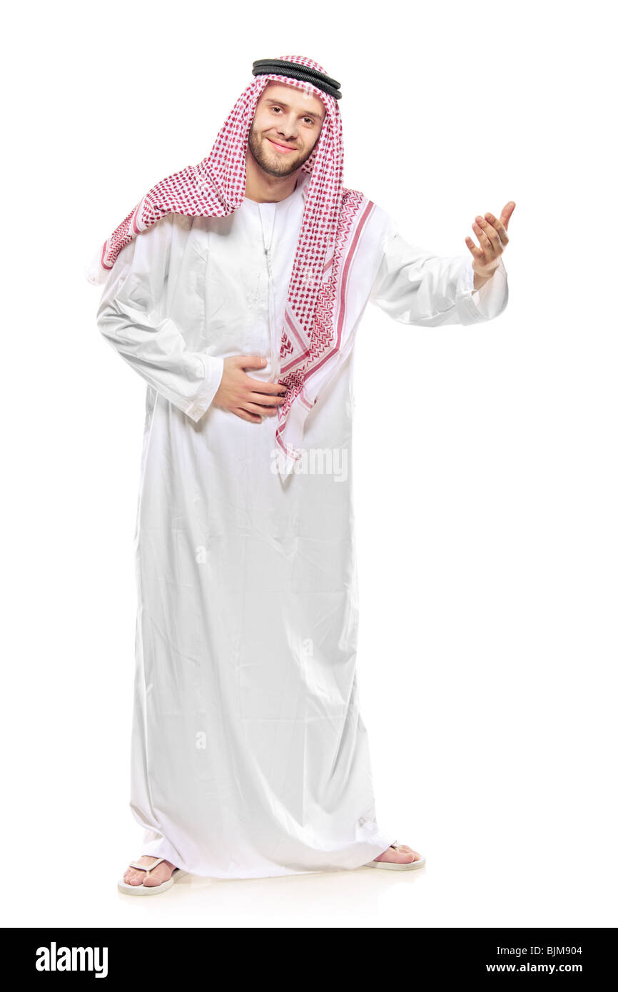 Una persona araba accogliente Foto Stock