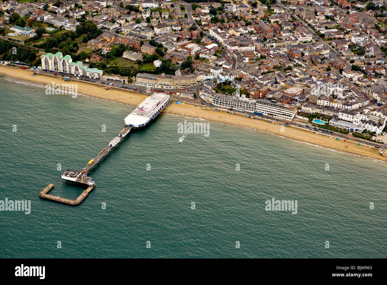 Vista aerea di Sandown Pier. Isola di Wight, England, Regno Unito Foto Stock