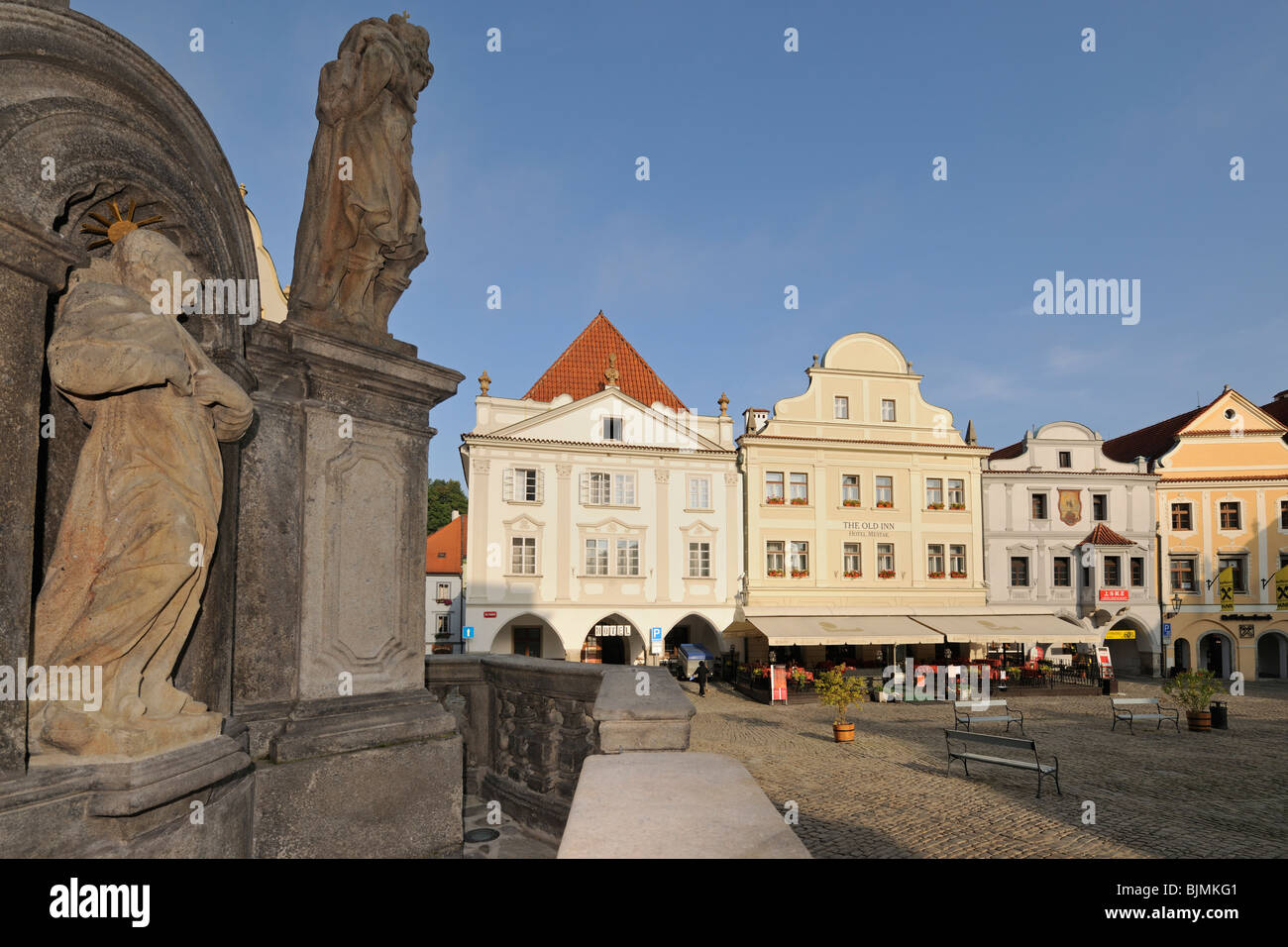 Namesti Svornosti square, il centro storico, Patrimonio Mondiale dell Unesco, Cesky Krumlov, Repubblica Ceca, Europa Foto Stock