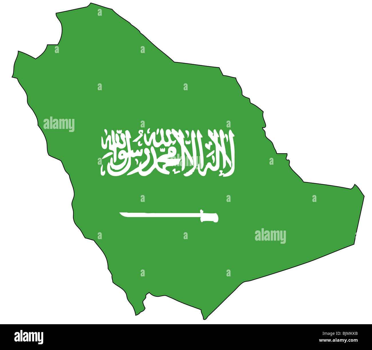 Arabia Saudita, bandiera, contorno Foto Stock