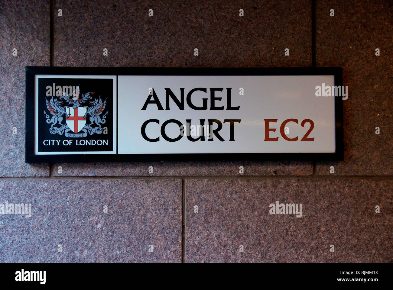 Angel Court Street nome Sign Foto Stock