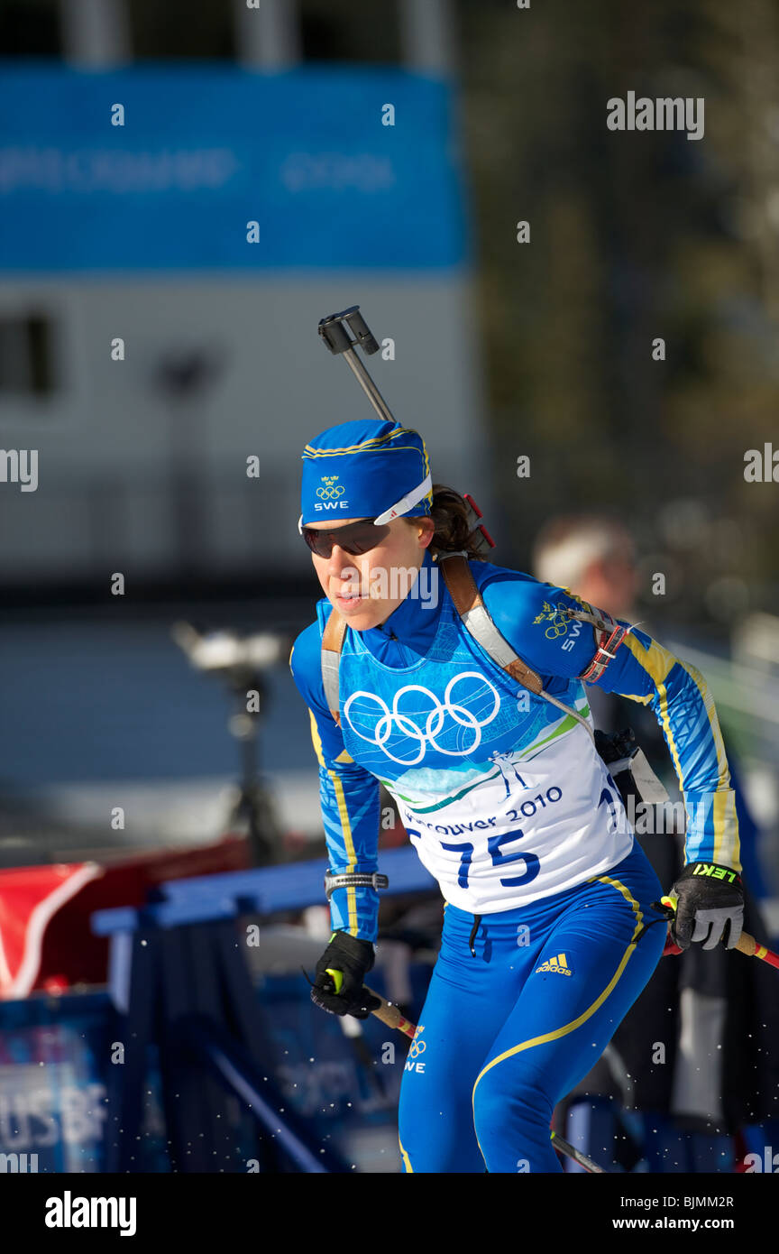 2010 Olimpiadi di Vancouver womens Biathlon, febbraio 2010, Sofia Domeij (SWE) : Foto Stock