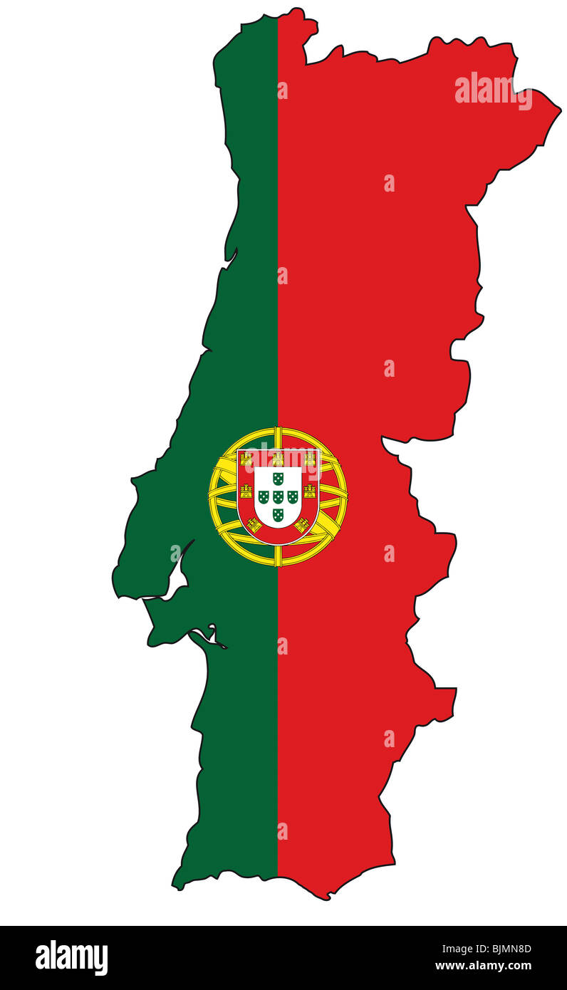 Il Portogallo, bandiera, contorno Foto Stock