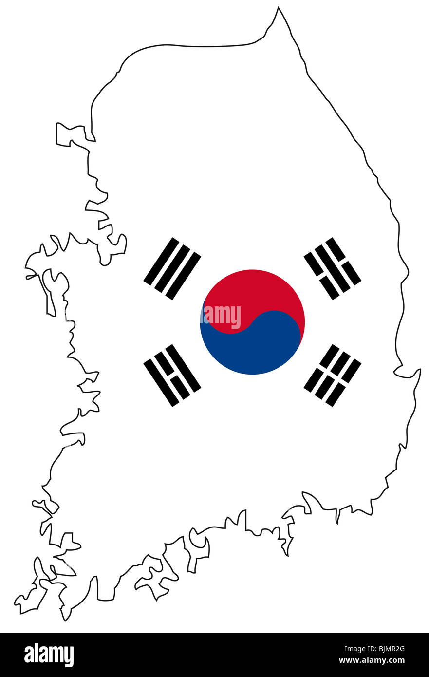 Repubblica di Corea, bandiera, contorno Foto Stock